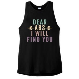 Dear Abs I Will Find You Funny Workout Cardio Ladies PosiCharge Tri-Blend Wicking Tank