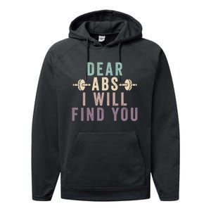 Dear Abs I Will Find You Funny Workout Cardio Performance Fleece Hoodie