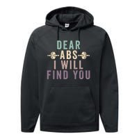 Dear Abs I Will Find You Funny Workout Cardio Performance Fleece Hoodie