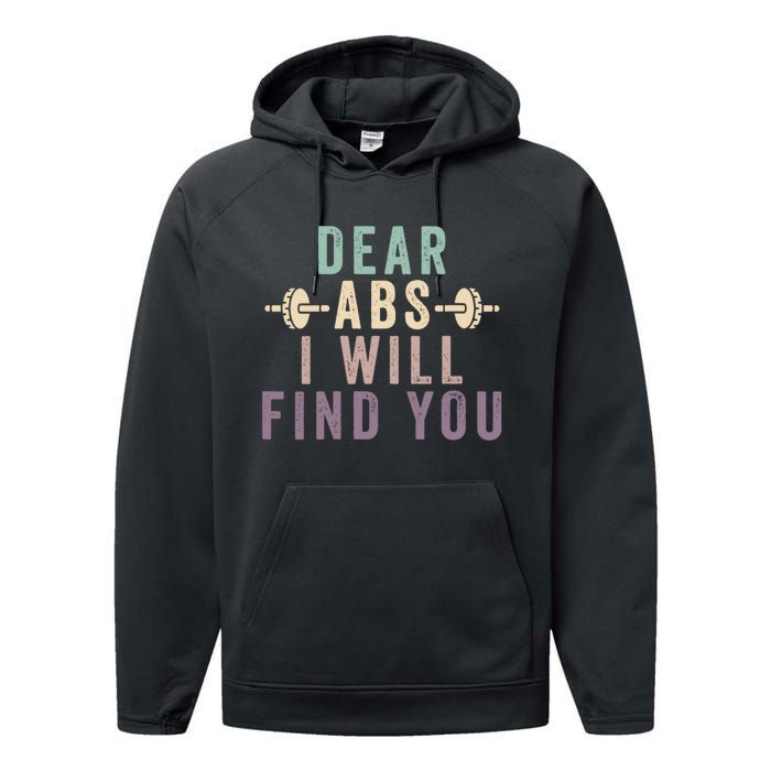 Dear Abs I Will Find You Funny Workout Cardio Performance Fleece Hoodie