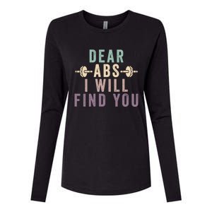 Dear Abs I Will Find You Funny Workout Cardio Womens Cotton Relaxed Long Sleeve T-Shirt