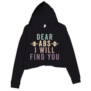 Dear Abs I Will Find You Funny Workout Cardio Crop Fleece Hoodie