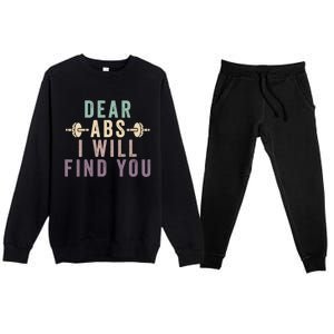 Dear Abs I Will Find You Funny Workout Cardio Premium Crewneck Sweatsuit Set