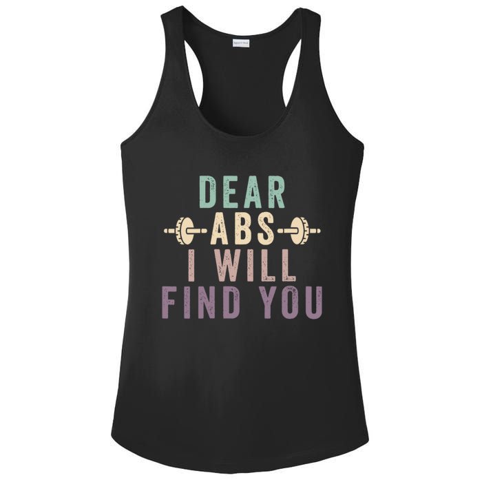 Dear Abs I Will Find You Funny Workout Cardio Ladies PosiCharge Competitor Racerback Tank