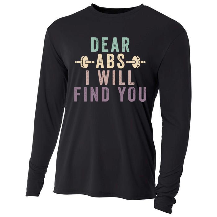 Dear Abs I Will Find You Funny Workout Cardio Cooling Performance Long Sleeve Crew