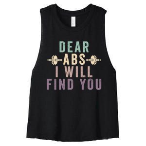 Dear Abs I Will Find You Funny Workout Cardio Women's Racerback Cropped Tank