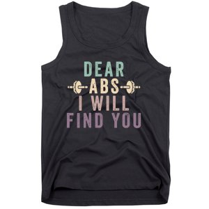 Dear Abs I Will Find You Funny Workout Cardio Tank Top