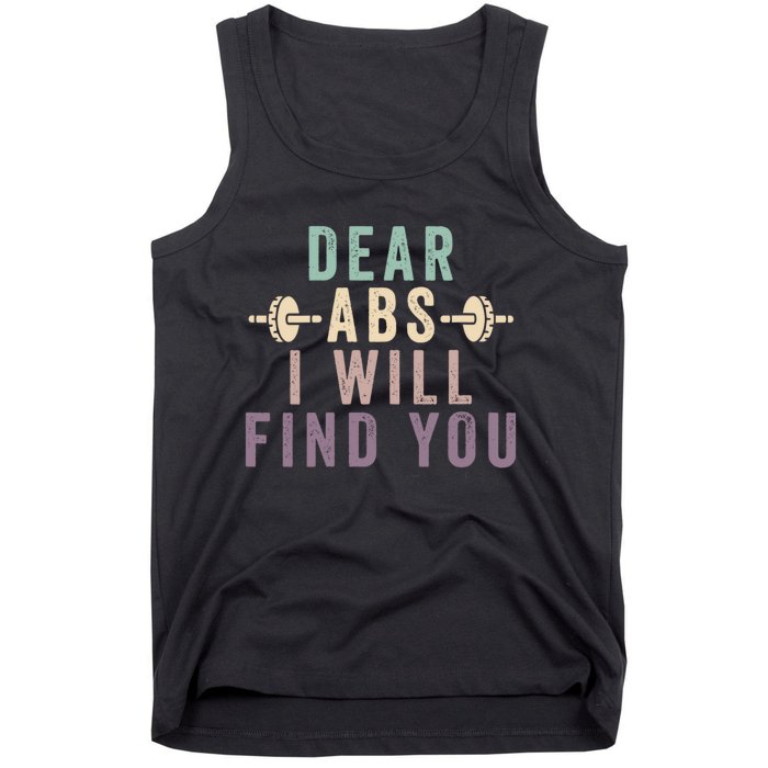 Dear Abs I Will Find You Funny Workout Cardio Tank Top