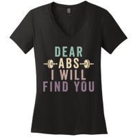 Dear Abs I Will Find You Funny Workout Cardio Women's V-Neck T-Shirt