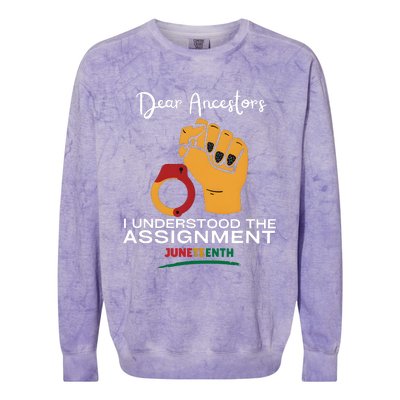 Dear Ancestors I Understood The Assignment Juneteenth Colorblast Crewneck Sweatshirt