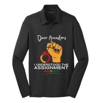 Dear Ancestors I Understood The Assignment Juneteenth Silk Touch Performance Long Sleeve Polo