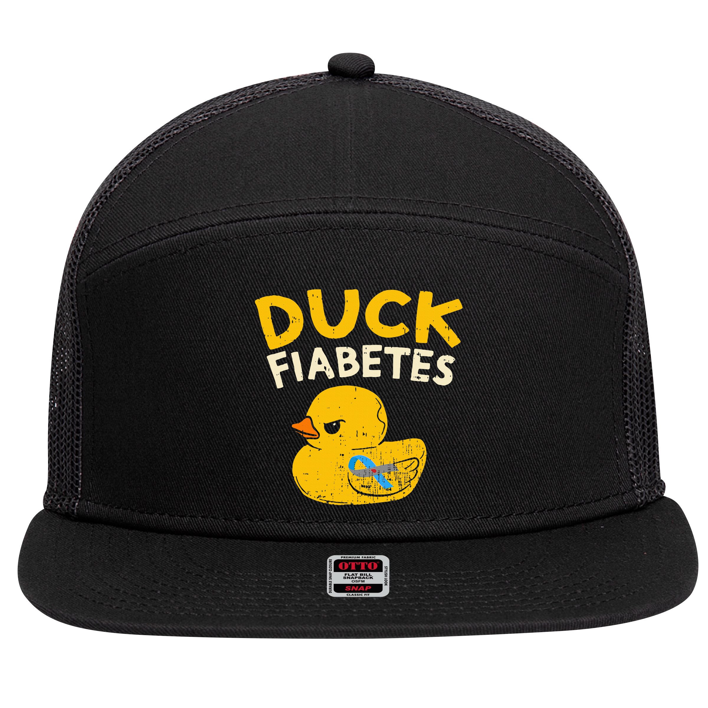 Diabetes Awareness I Duck Fiabetes I Cool Rubber Duck 7 Panel Mesh Trucker Snapback Hat