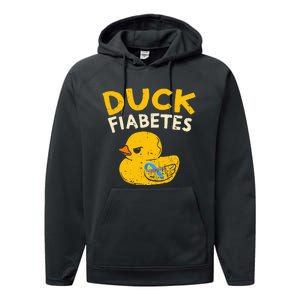 Diabetes Awareness I Duck Fiabetes I Cool Rubber Duck Performance Fleece Hoodie