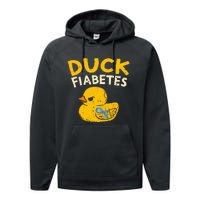 Diabetes Awareness I Duck Fiabetes I Cool Rubber Duck Performance Fleece Hoodie