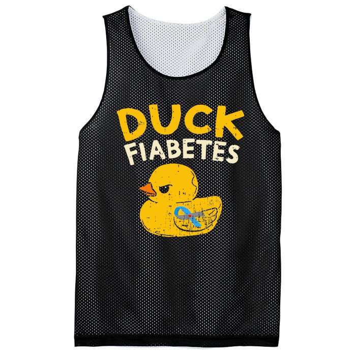 Diabetes Awareness I Duck Fiabetes I Cool Rubber Duck Mesh Reversible Basketball Jersey Tank