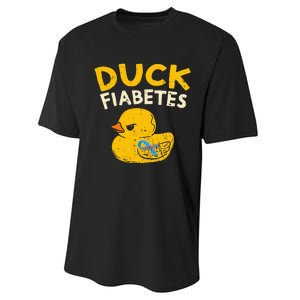 Diabetes Awareness I Duck Fiabetes I Cool Rubber Duck Performance Sprint T-Shirt