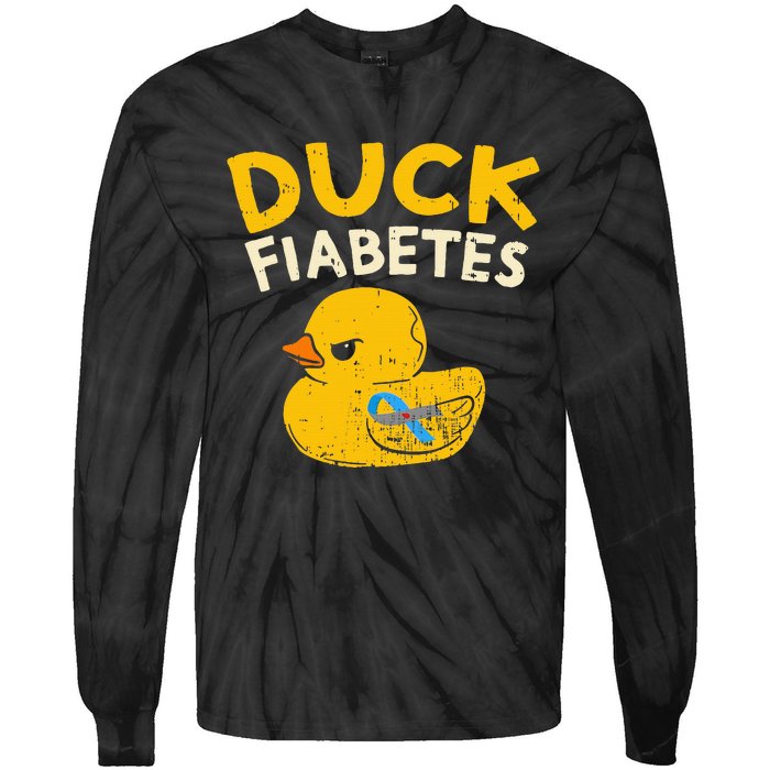 Diabetes Awareness I Duck Fiabetes I Cool Rubber Duck Tie-Dye Long Sleeve Shirt