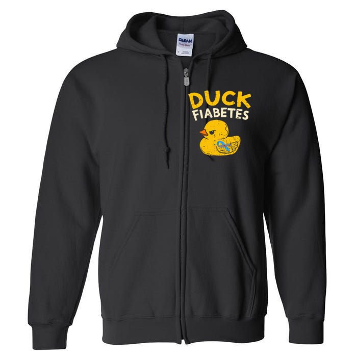 Diabetes Awareness I Duck Fiabetes I Cool Rubber Duck Full Zip Hoodie