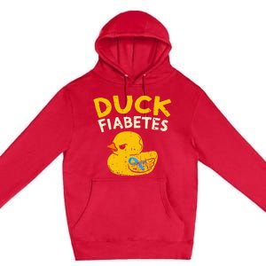 Diabetes Awareness I Duck Fiabetes I Cool Rubber Duck Premium Pullover Hoodie