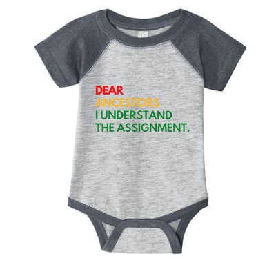 Dear Ancestors I Understand The Assignment Infant Baby Jersey Bodysuit