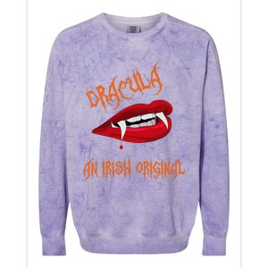 Dracula An Irish Original Spooky Halloween Vampire Fangs Colorblast Crewneck Sweatshirt