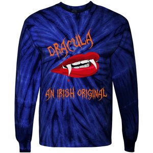 Dracula An Irish Original Spooky Halloween Vampire Fangs Tie-Dye Long Sleeve Shirt