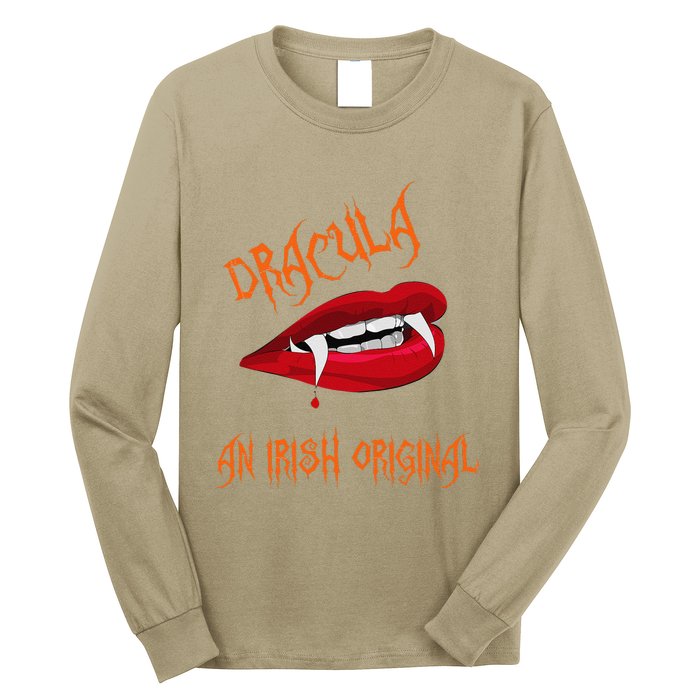 Dracula An Irish Original Spooky Halloween Vampire Fangs Long Sleeve Shirt