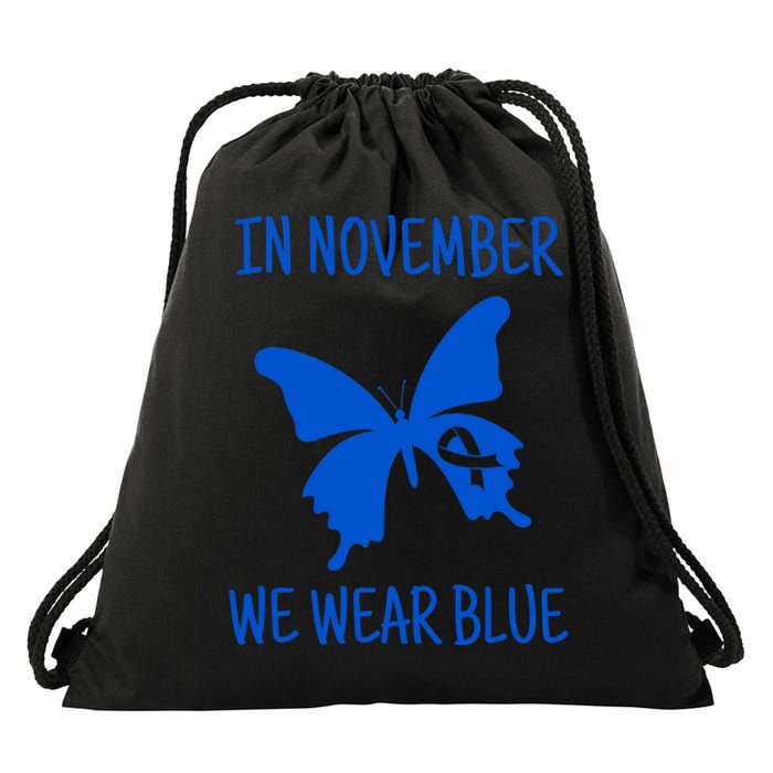 Diabetes Awareness In November We Wear Blue Drawstring Bag