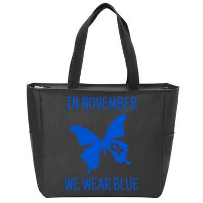 Diabetes Awareness In November We Wear Blue Zip Tote Bag