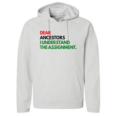 Dear Ancestors I Understand The Assignment Performance Fleece Hoodie