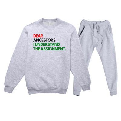 Dear Ancestors I Understand The Assignment Premium Crewneck Sweatsuit Set