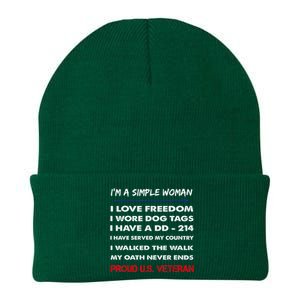 DD-214 Alumni In Black US Military Veteran Retired Knit Cap Winter Beanie