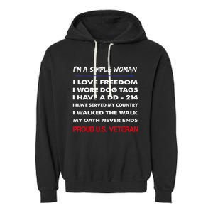 DD-214 Alumni In Black US Military Veteran Retired Garment-Dyed Fleece Hoodie