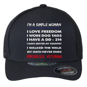 DD-214 Alumni In Black US Military Veteran Retired Flexfit Unipanel Trucker Cap