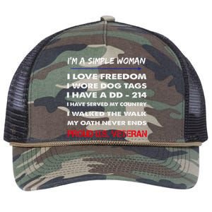 DD-214 Alumni In Black US Military Veteran Retired Retro Rope Trucker Hat Cap