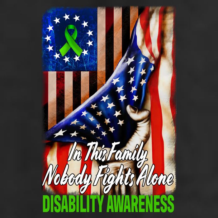 DISABILITY Awareness In This Family Nobody Fights Alone Classic 7 Panel Mesh Trucker Snapback Hat