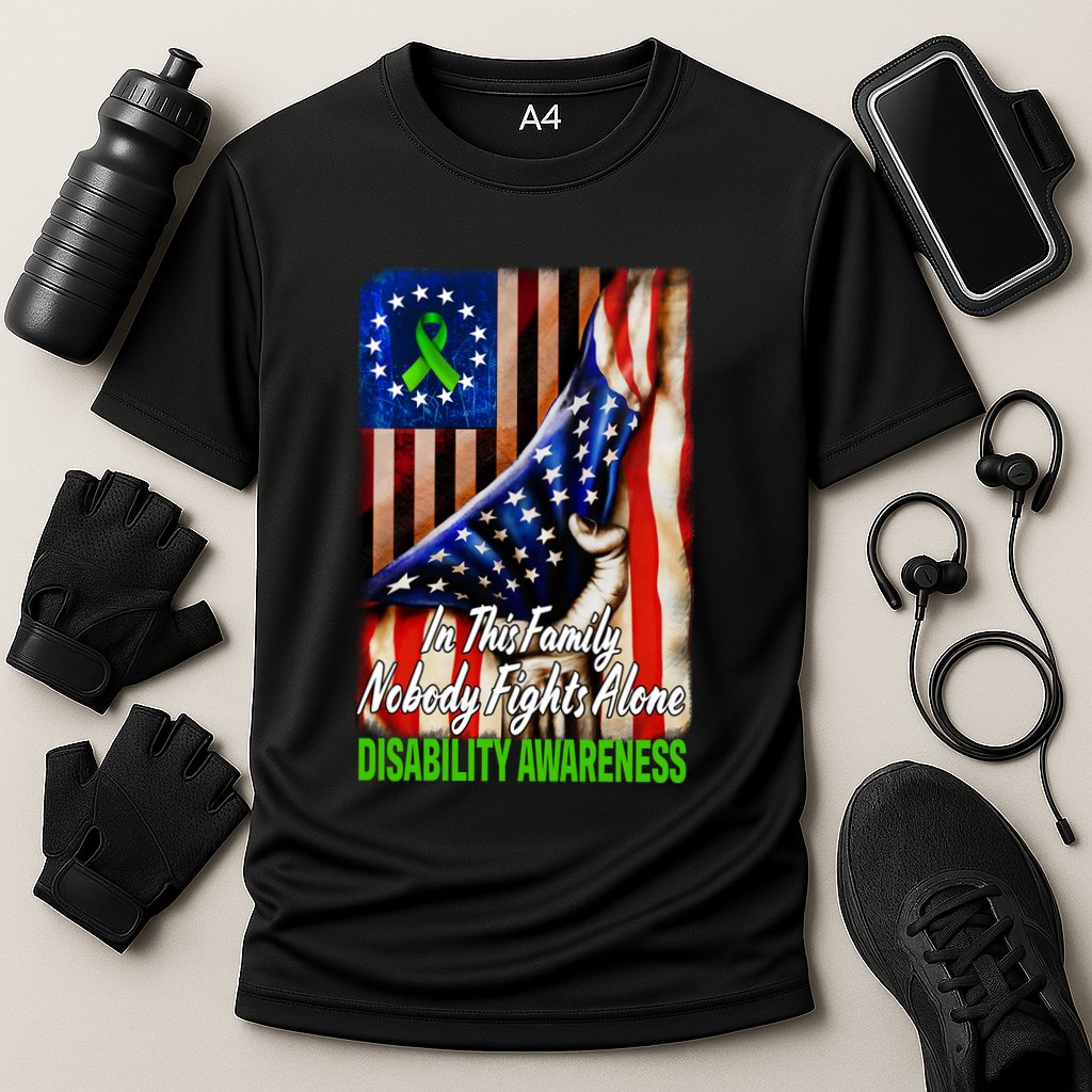 DISABILITY Awareness In This Family Nobody Fights Alone Classic Cooling Performance Crew T-Shirt