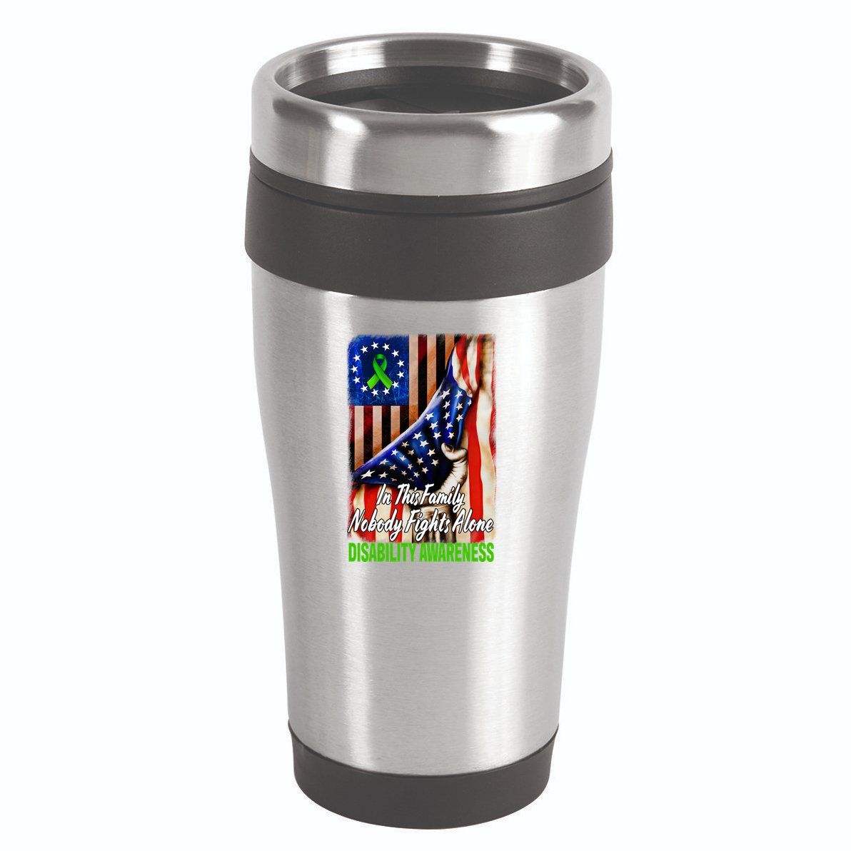 DISABILITY Awareness In This Family Nobody Fights Alone Classic 16oz Travel Tumbler