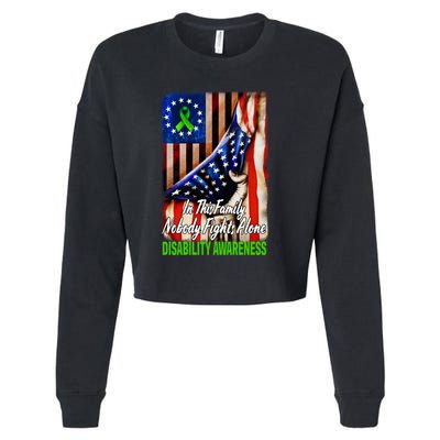 DISABILITY Awareness In This Family Nobody Fights Alone Classic Cropped Pullover Crew