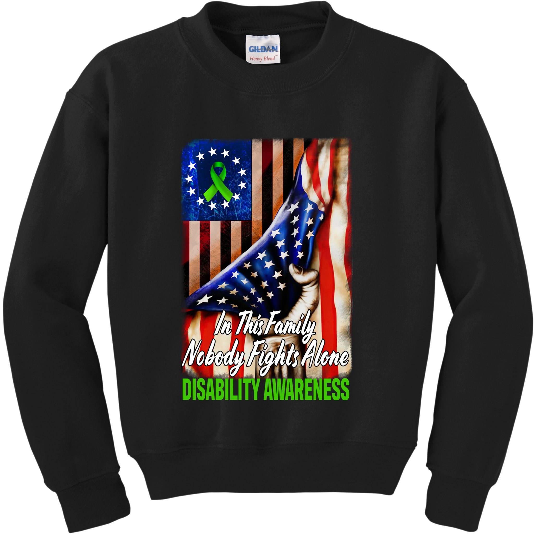 DISABILITY Awareness In This Family Nobody Fights Alone Classic Kids Sweatshirt