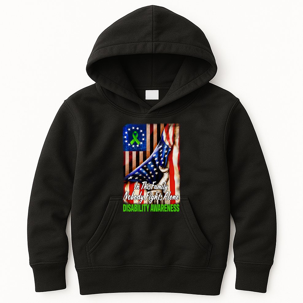 DISABILITY Awareness In This Family Nobody Fights Alone Classic Kids Hoodie