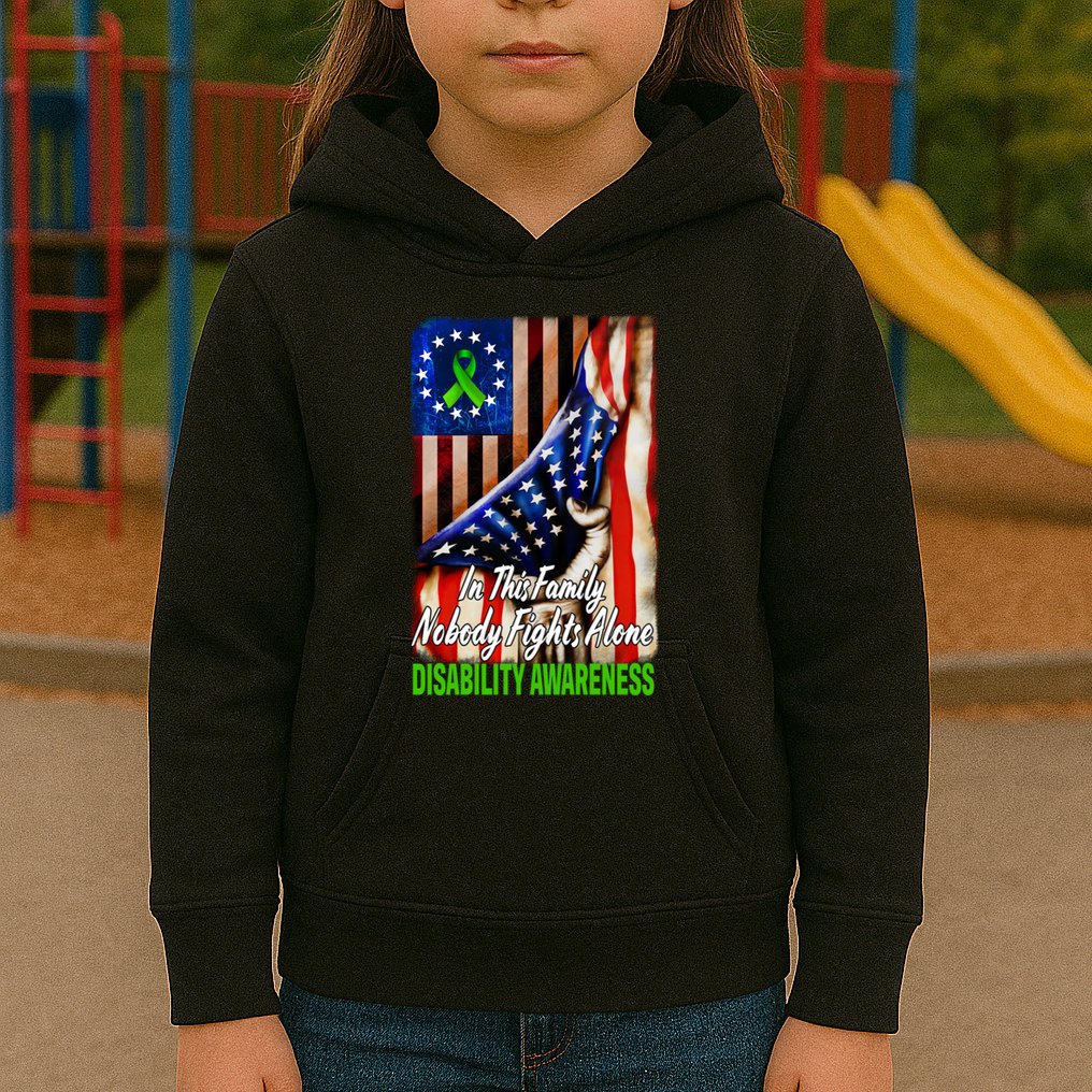 DISABILITY Awareness In This Family Nobody Fights Alone Classic Kids Hoodie