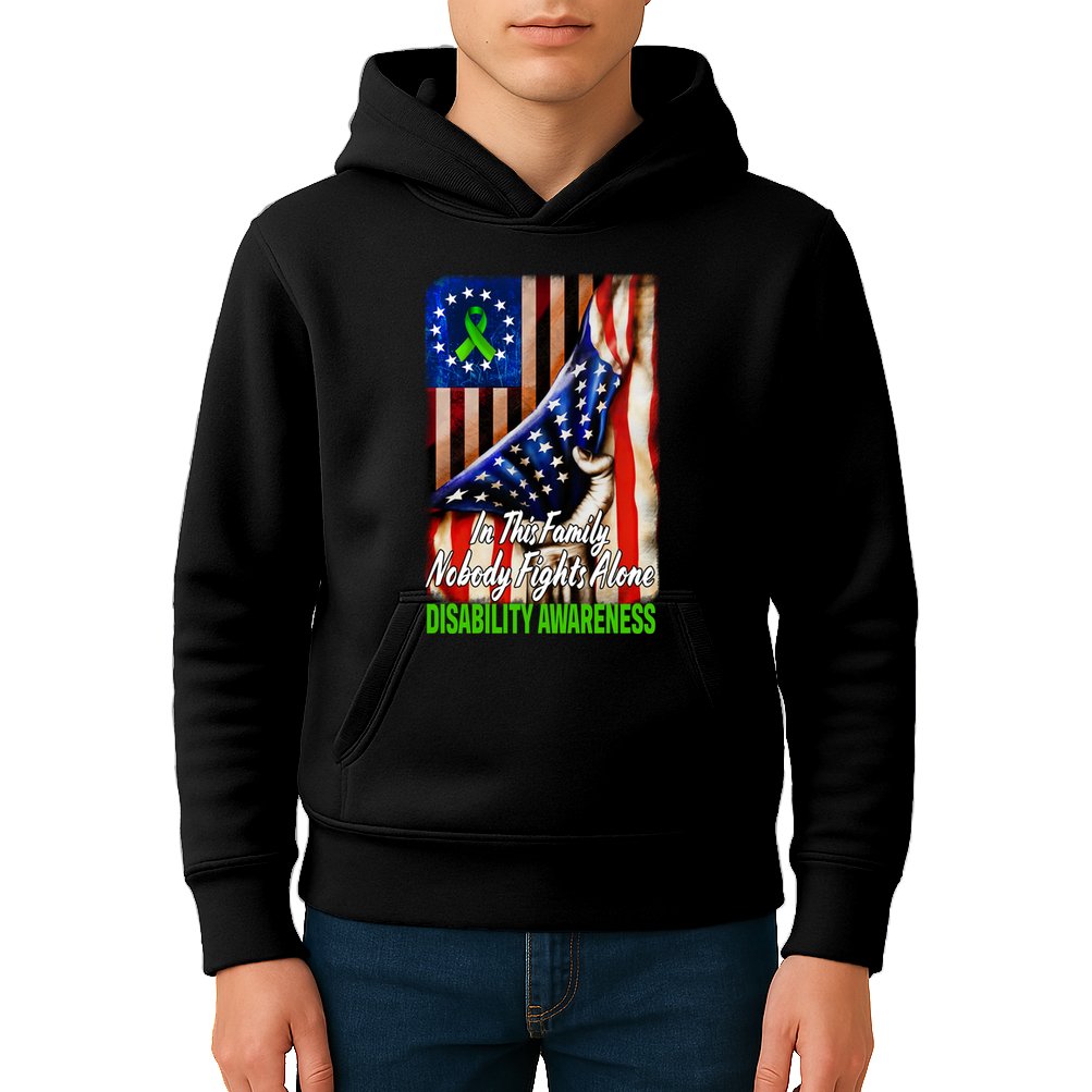 DISABILITY Awareness In This Family Nobody Fights Alone Classic Kids Hoodie