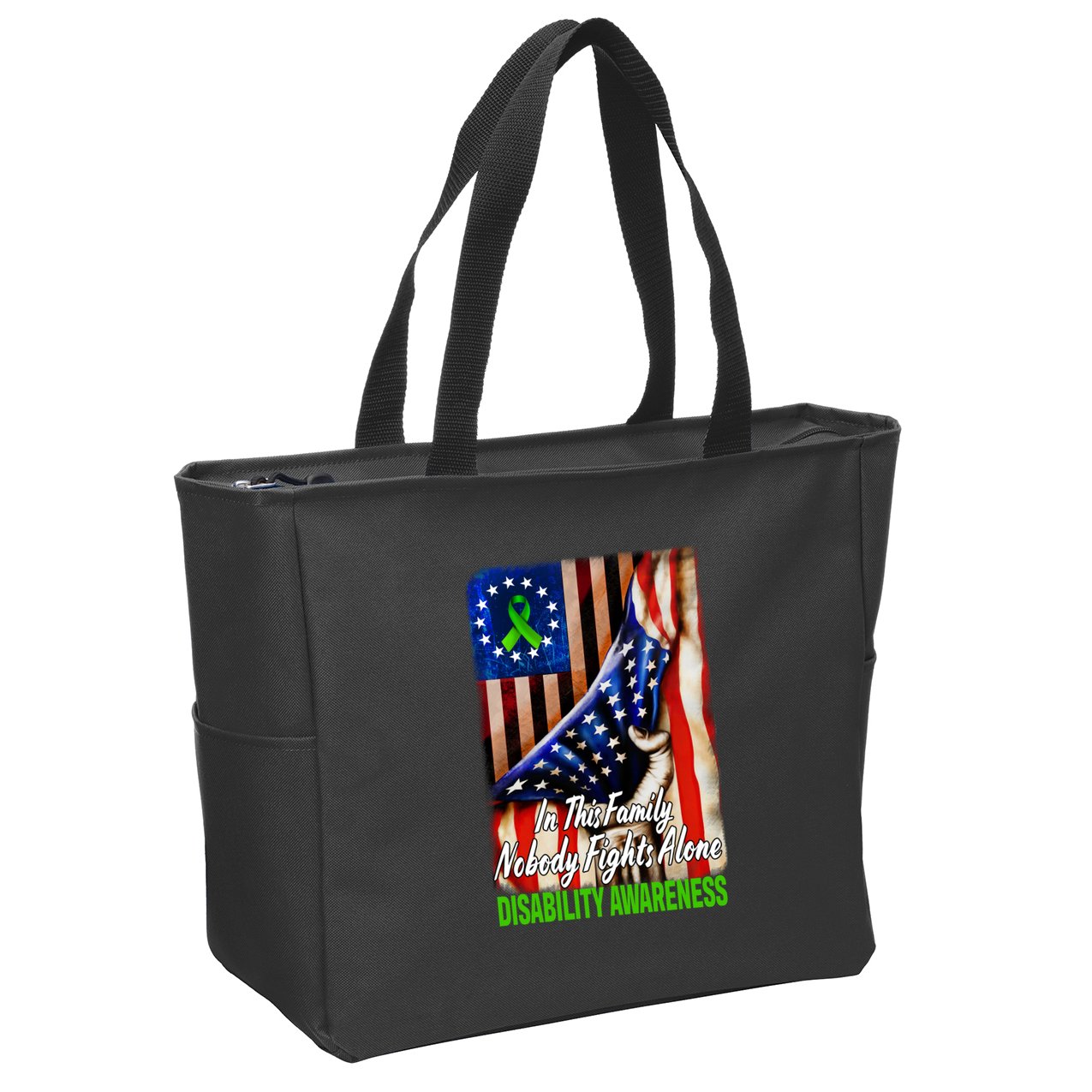 DISABILITY Awareness In This Family Nobody Fights Alone Classic Zip Tote Bag