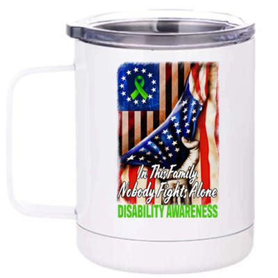 DISABILITY Awareness In This Family Nobody Fights Alone Classic 12 oz Stainless Steel Tumbler Cup