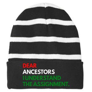 Dear Ancestors I Understand The Mission Striped Beanie with Solid Band