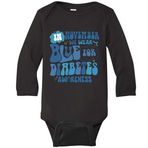 Diabetes Awareness In November Diabetes Month Blue Ribbon Baby Long Sleeve Bodysuit