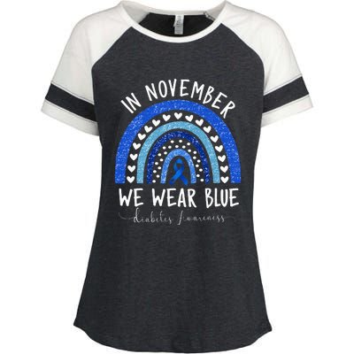 Diabetes Awareness In November We Wear Blue Enza Ladies Jersey Colorblock Tee