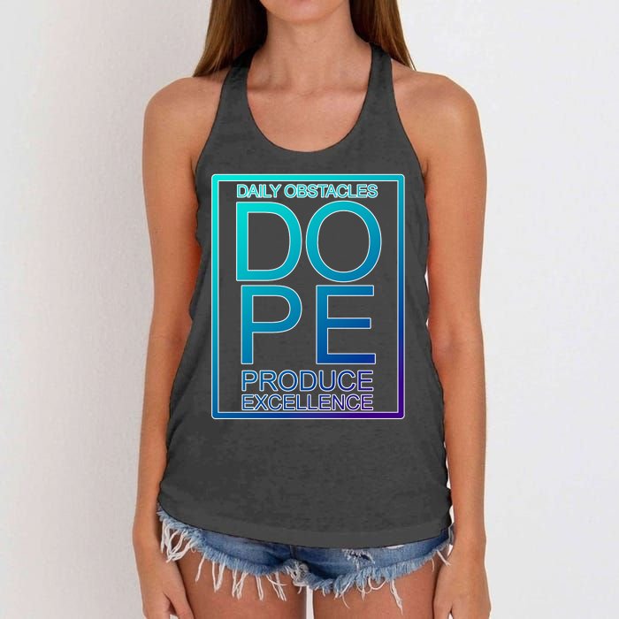 Daily Obstacles Produce Excellence DOPE Women's Knotted Racerback Tank