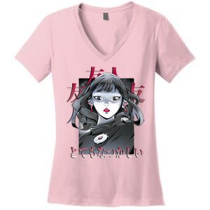 Dramatic Anime Japanese Women's V-Neck T-Shirt